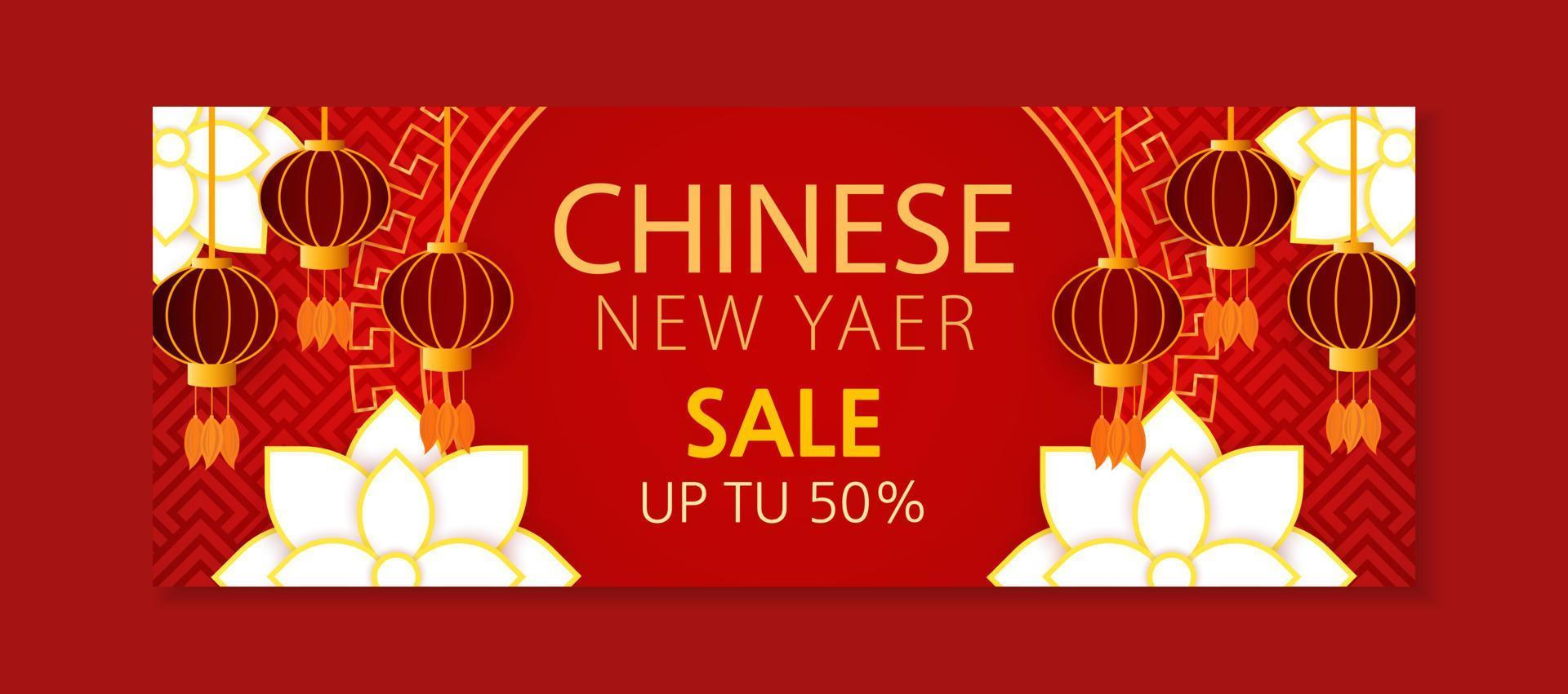 Red color happy chinese new year banner vector design