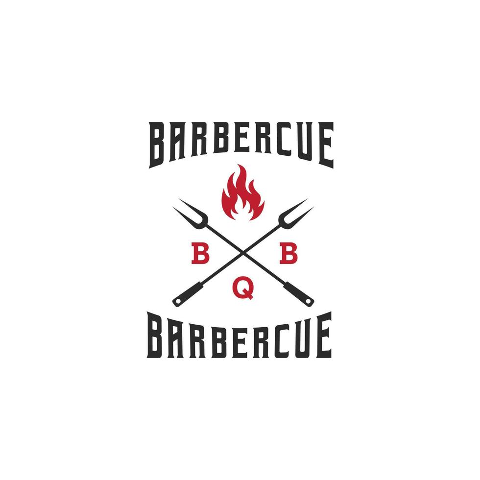 conjunto de plantilla de logotipo barbacoa, barbacoa y parrilla, emblema de steak house vector premium