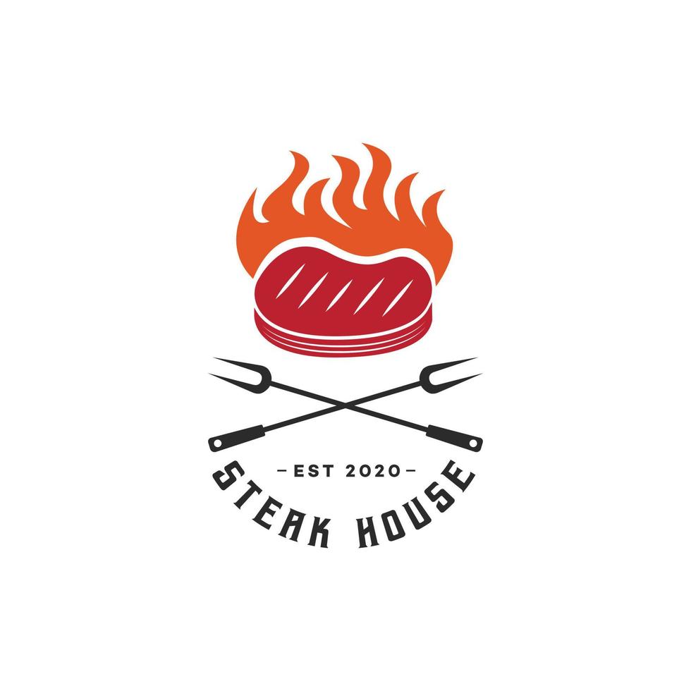 barbercue logo template, bbq and grill, steak house, bbq vector