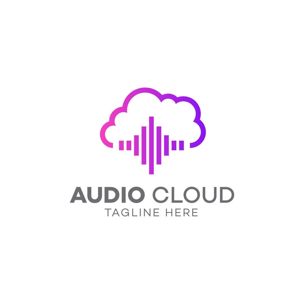 audio cloud logo design template vector