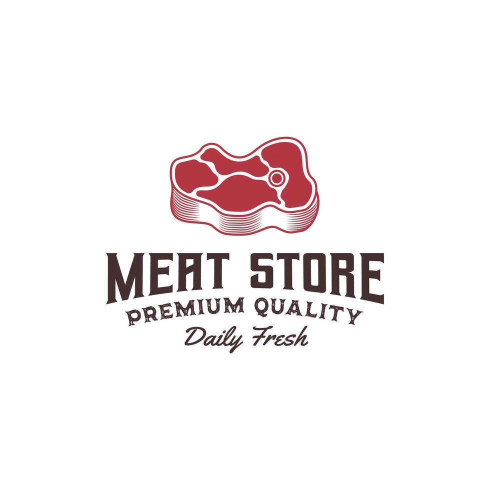 Fresh meat logo premium vector template, meat store, beef logo, steak house, beef steak