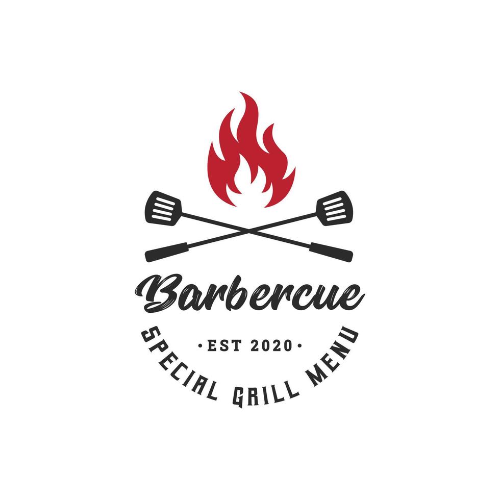 plantilla de logotipo de barbercue, barbacoa y parrilla, restaurante de carnes, barbacoa vector