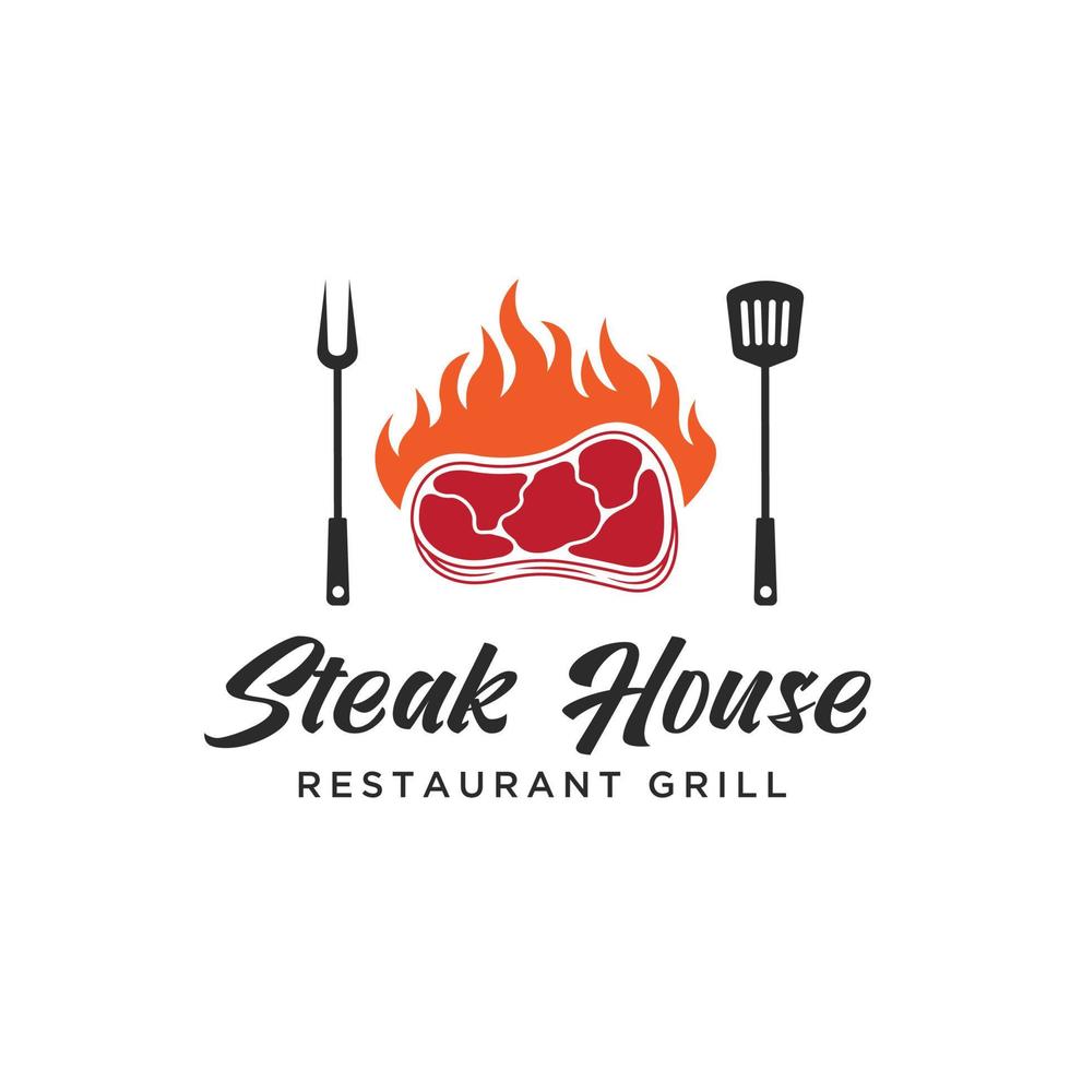 barbercue logo template, bbq and grill, steak house, bbq vector