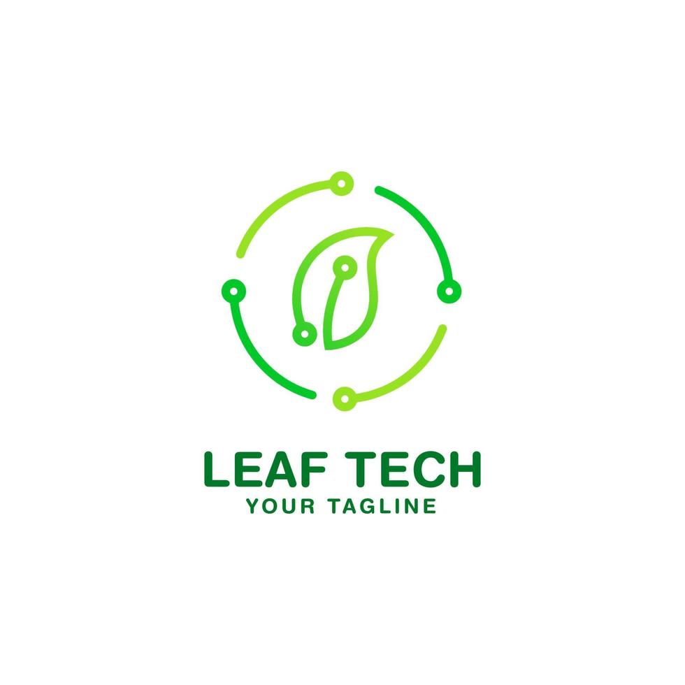 leaf tech logo design template vector