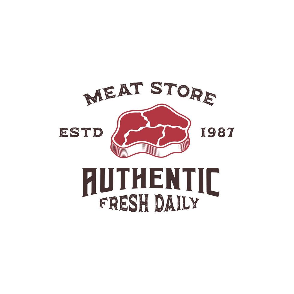 plantilla de vector premium de logotipo de carne fresca, tienda de carne, logotipo de carne de res, asador, bistec de carne de res