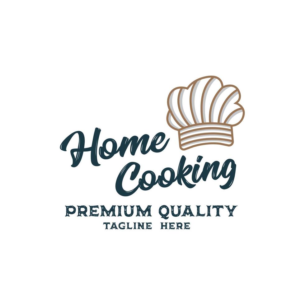 Chef restaurant logo design template vector premium, chef cooking, chef hat, outline chef hat