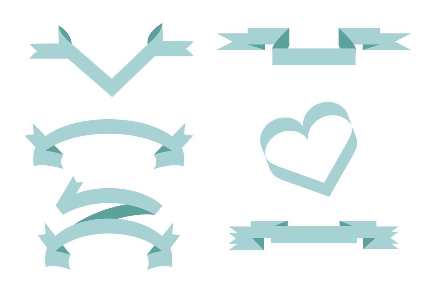 Blue Pastel Ribbon Set In Isolated white Background, Vector Illustration