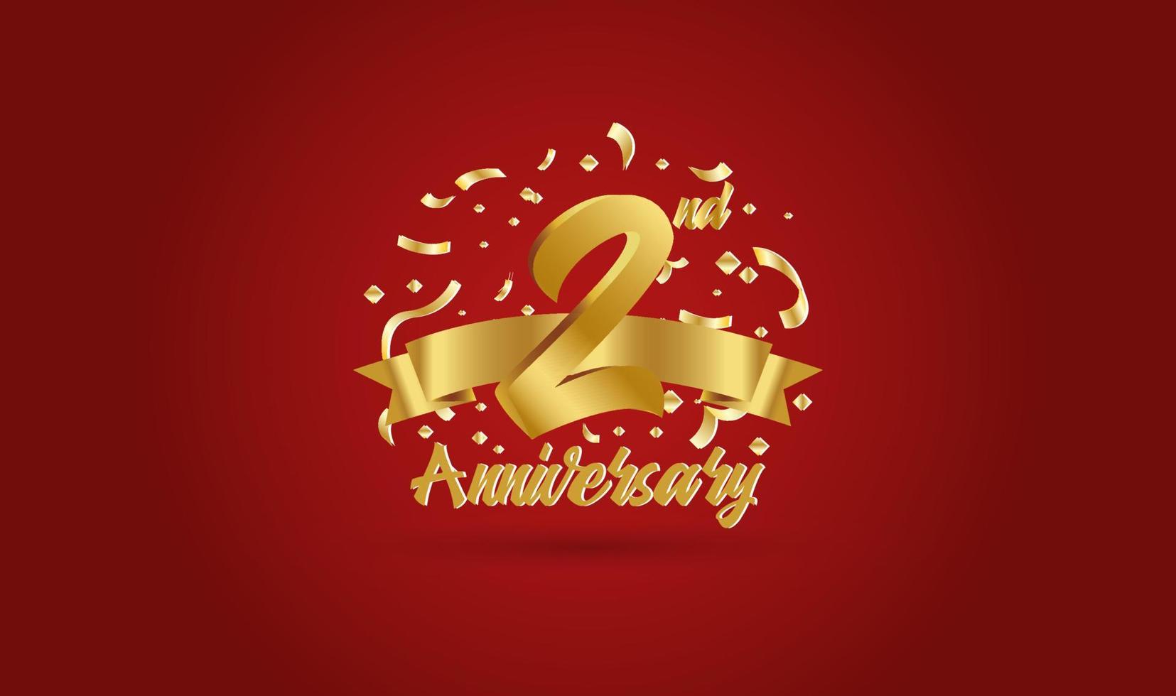 Anniversary celebration background. with the 2nd number in gold and with the words golden anniversary celebration. vector