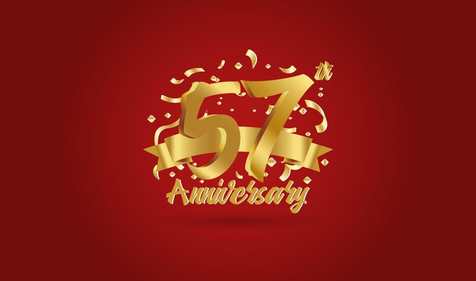 Anniversary celebration background. with the 57th number in gold and with the words golden anniversary celebration. vector