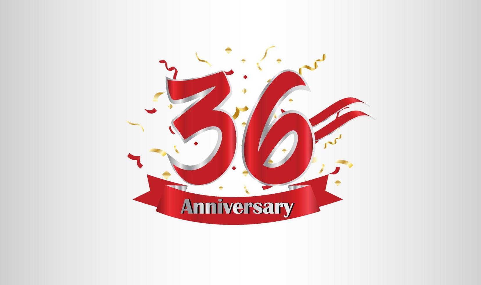 Anniversary celebration with the 36th number in gold and with the words golden anniversary celebration. vector