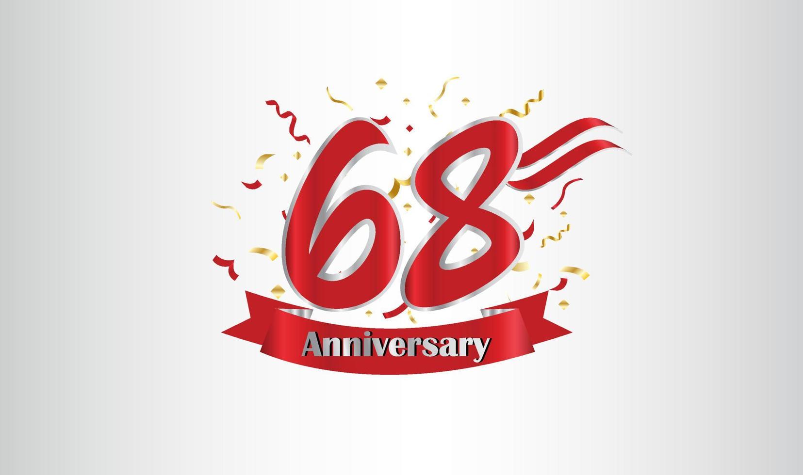 Anniversary celebration background. with the 68th number in gold and with the words golden anniversary celebration. vector