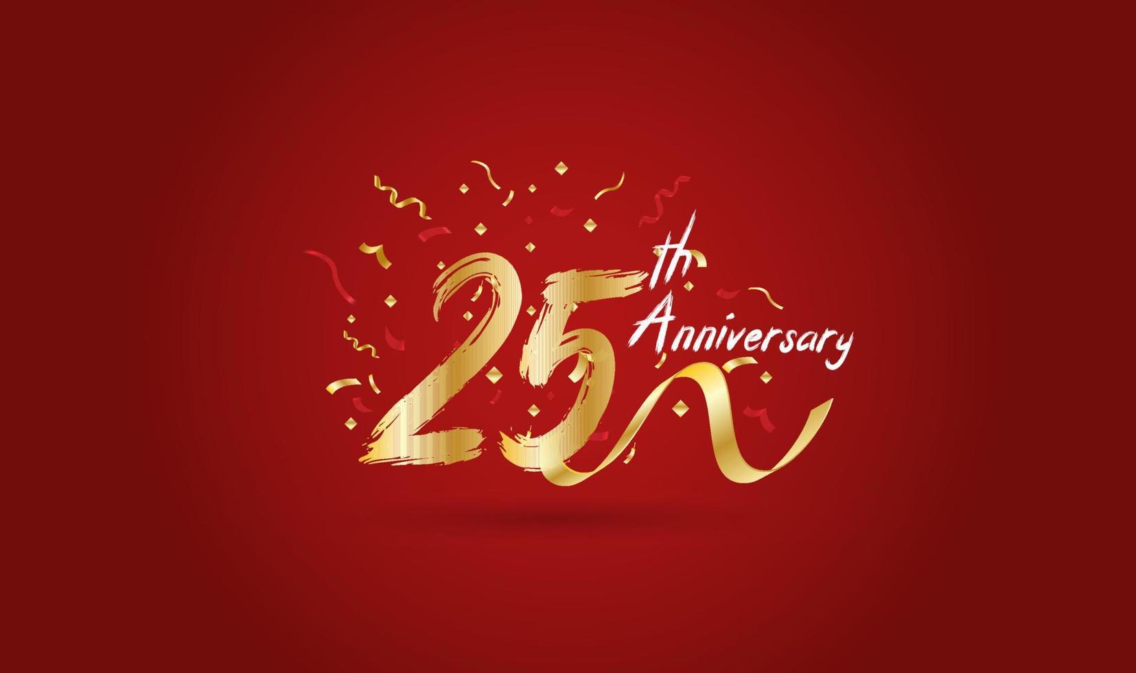 Anniversary celebration with the 25th number in gold and with the words golden anniversary celebration. vector