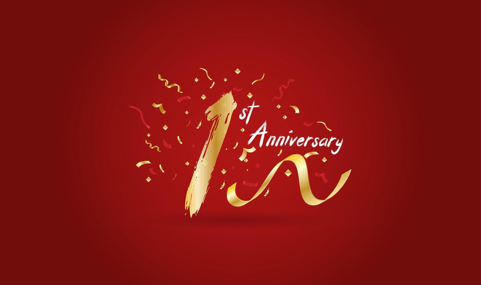 Anniversary celebration background. with the 1st number in gold and with the words golden anniversary celebration. vector