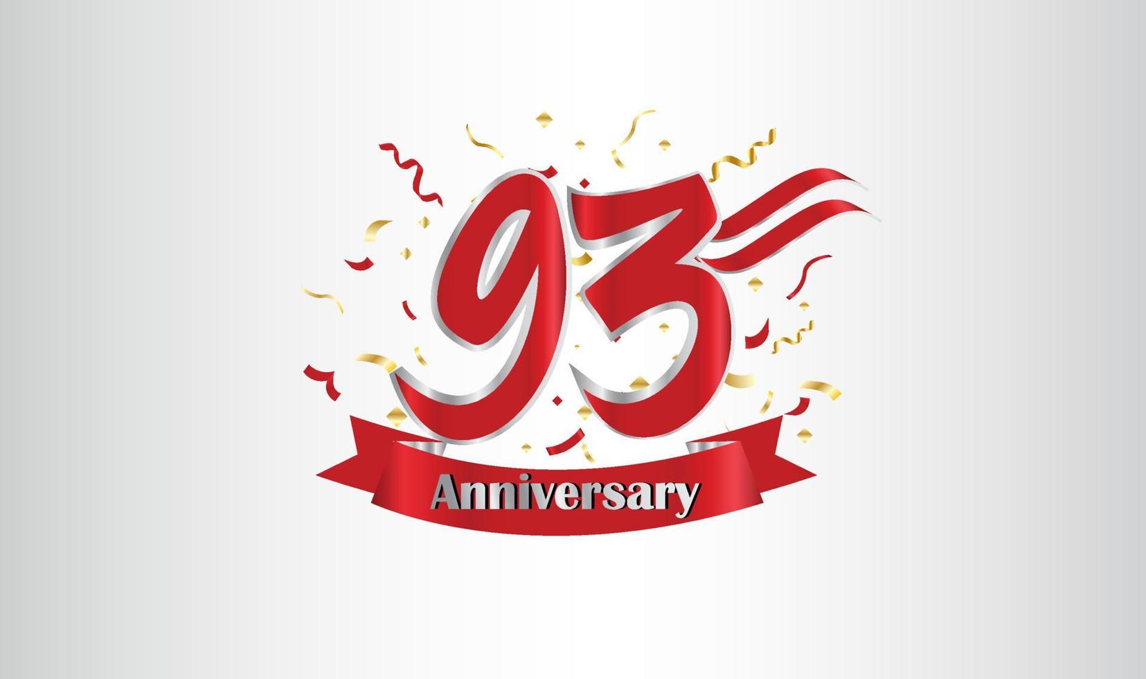 Anniversary celebration background. with the 93rd number in gold and with the words golden anniversary celebration. vector