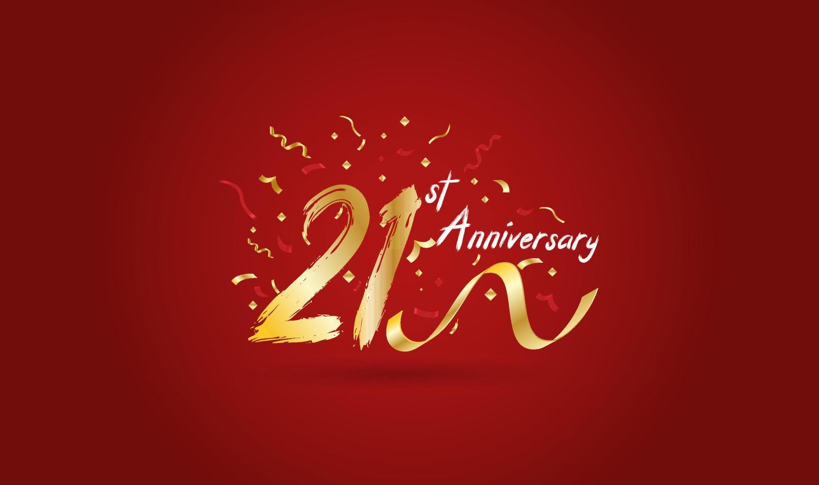 Anniversary celebration background. with the 21st number in gold and with the words golden anniversary celebration. vector