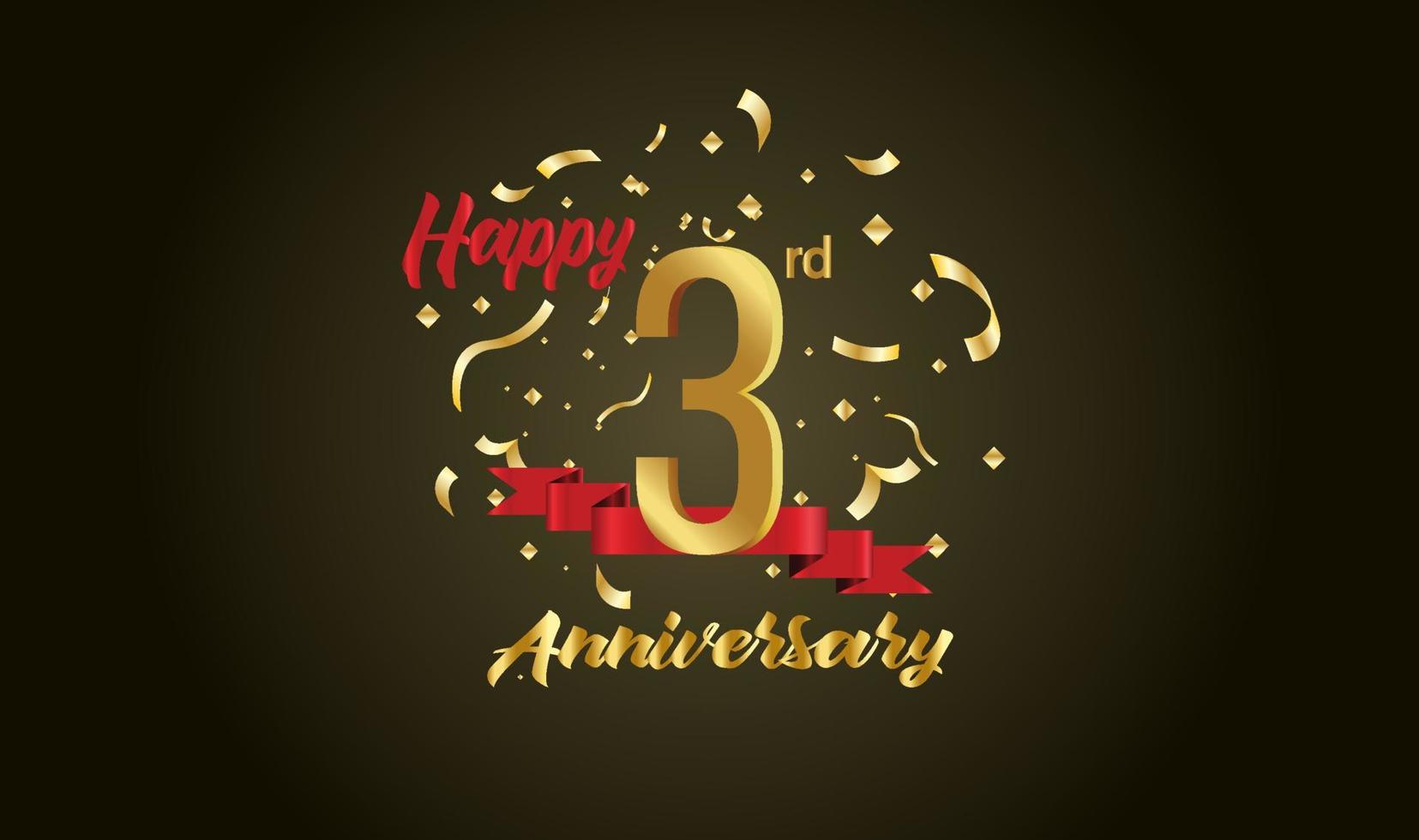 Anniversary celebration with the 3rd number in gold and with the words golden anniversary celebration. vector