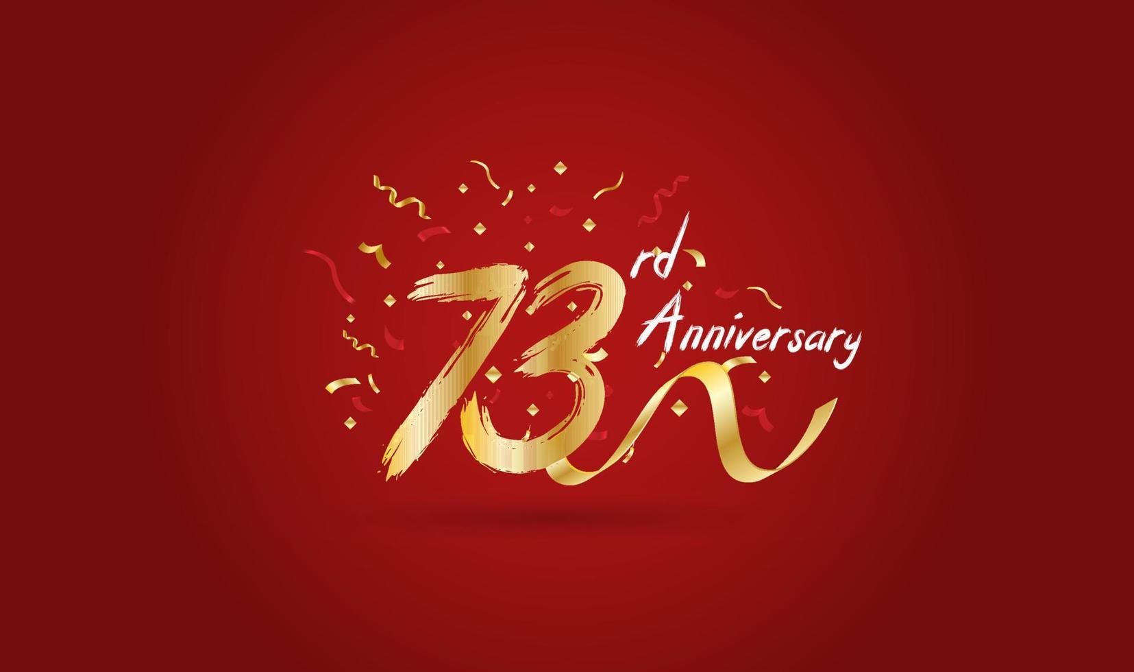 Anniversary celebration background. with the 73rd number in gold and with the words golden anniversary celebration. vector