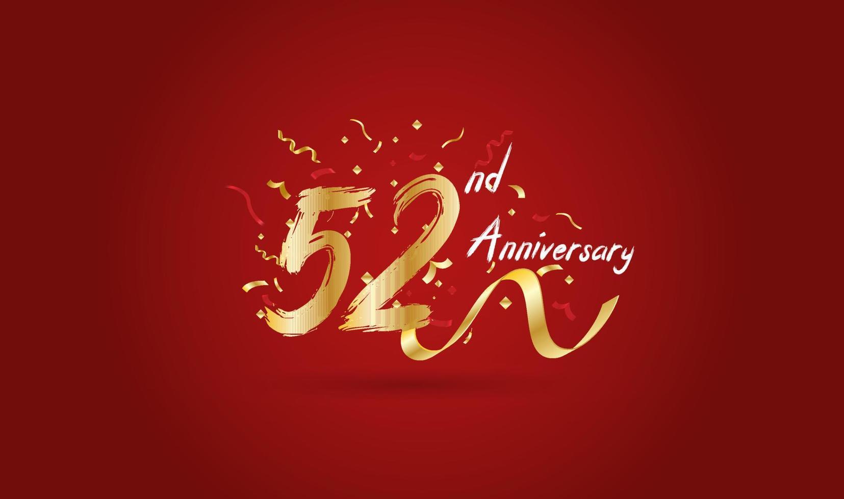 Anniversary celebration background. with the 52nd number in gold and with the words golden anniversary celebration. vector