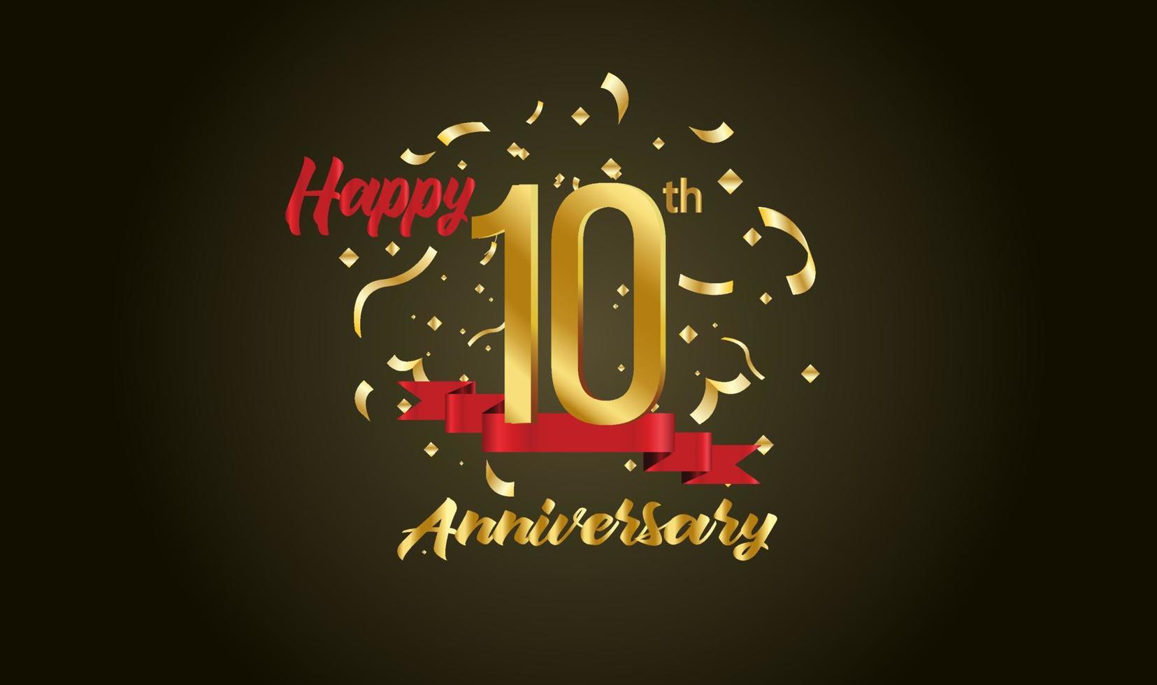 Anniversary celebration with the 10th number in gold and with the words golden anniversary celebration. vector