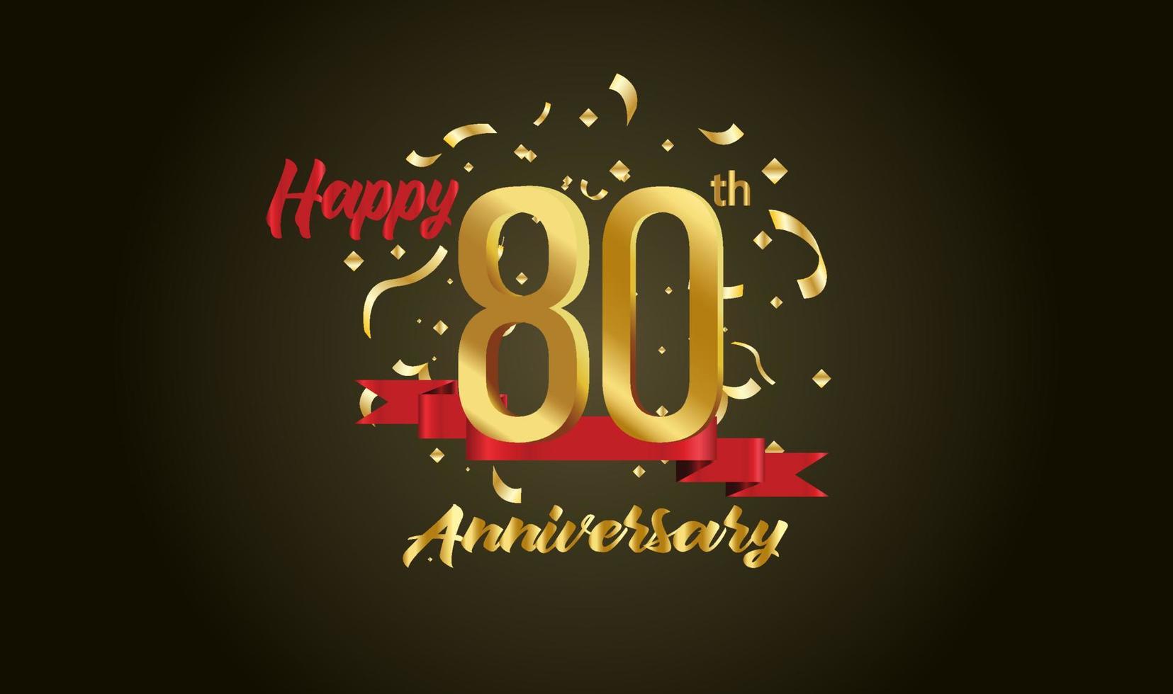 Anniversary celebration background. with the 80th number in gold and with the words golden anniversary celebration. vector
