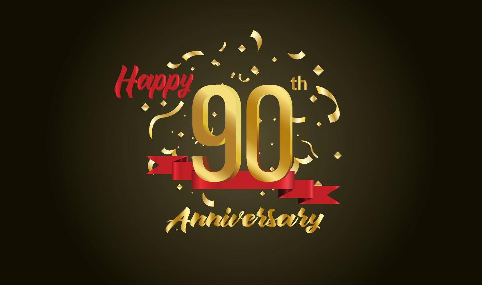 Anniversary celebration background. with the 90th number in gold and with the words golden anniversary celebration. vector