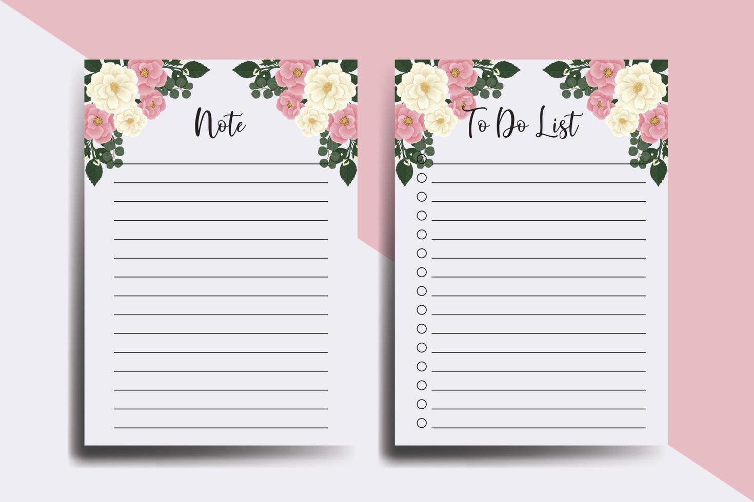 To do list Planner template Pink Mini Rose Flower Design vector