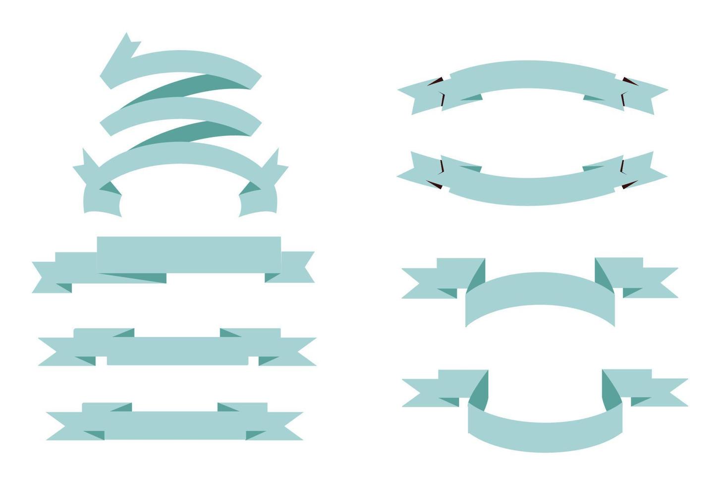 Blue Pastel Ribbon Set In Isolated white Background, Vector Illustration