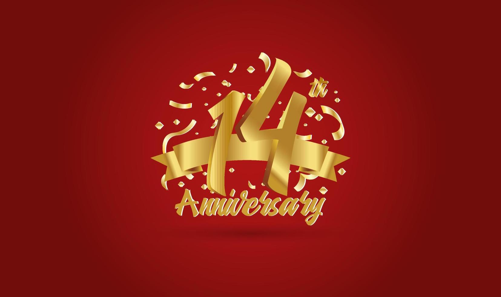 Anniversary celebration with the 14th number in gold and with the words golden anniversary celebration. vector