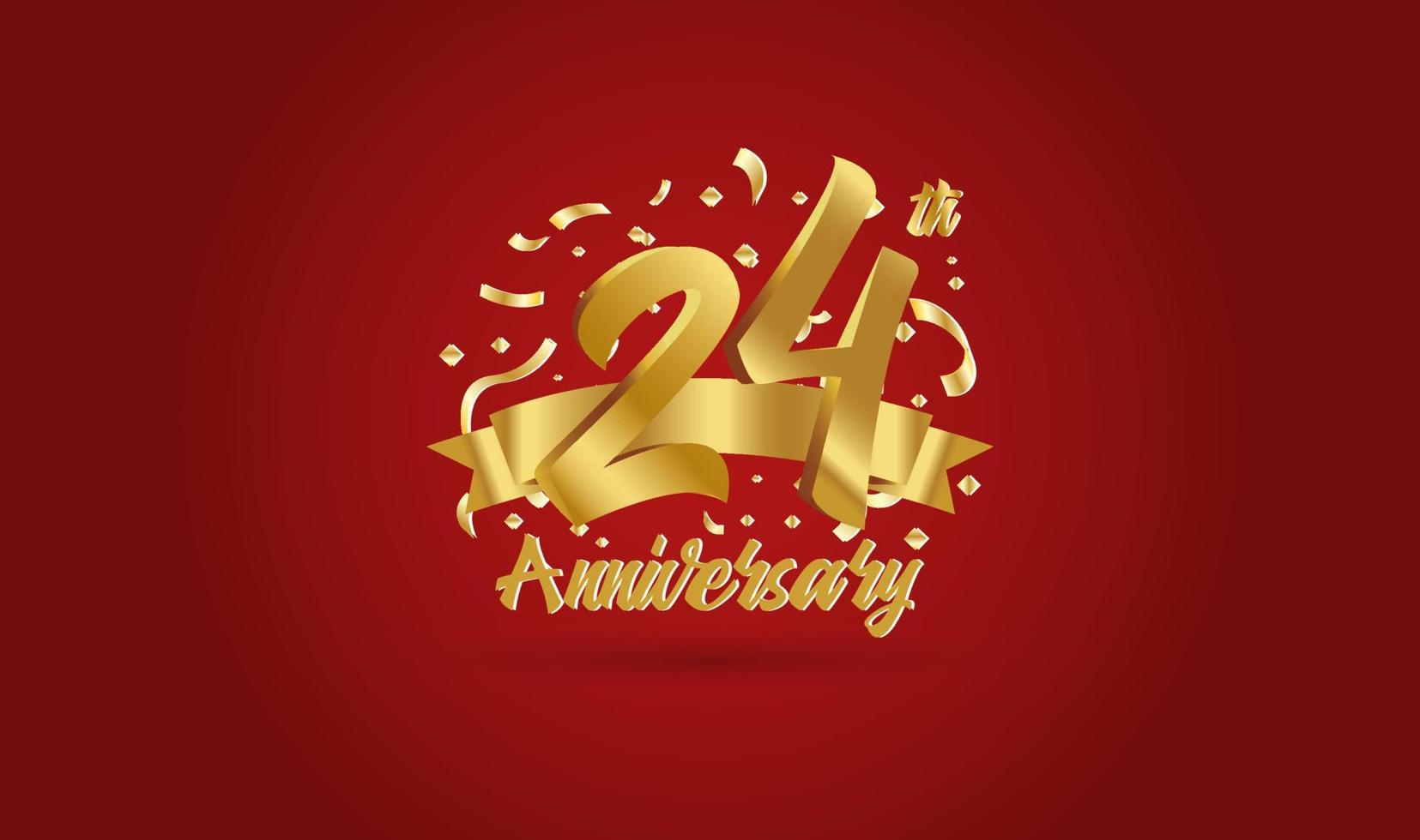 Anniversary celebration with the 24th number in gold and with the words golden anniversary celebration. vector