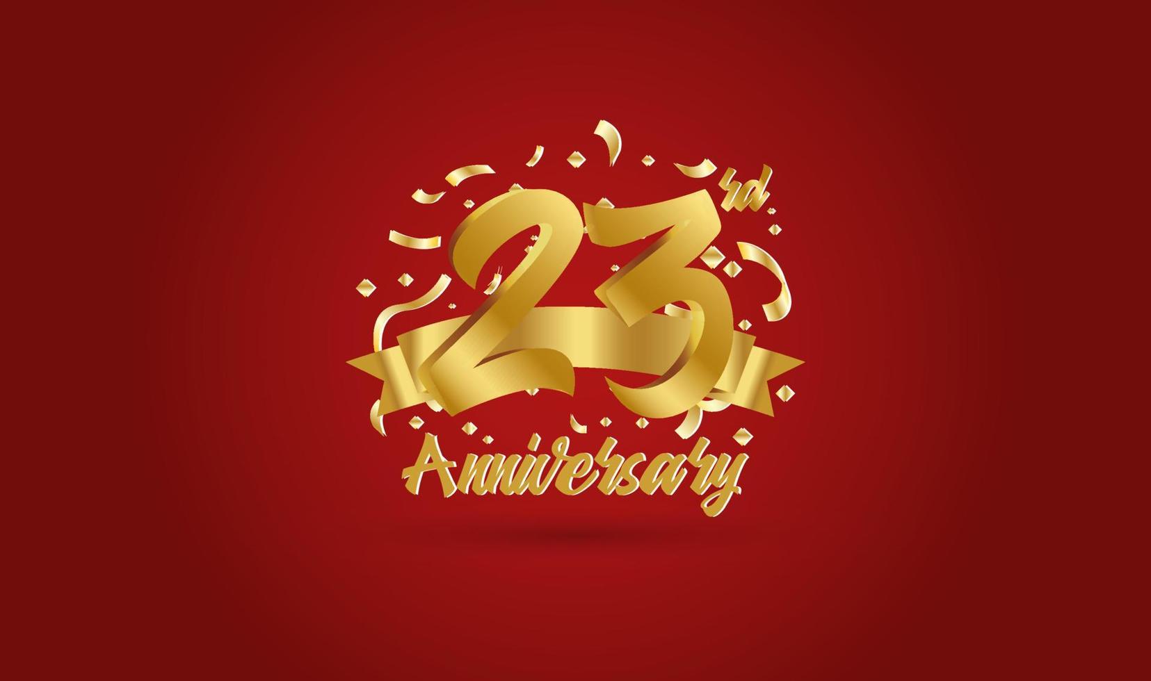 Anniversary celebration background. with the 23rd number in gold and with the words golden anniversary celebration. vector
