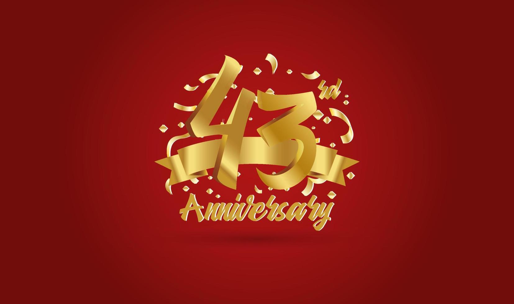 Anniversary celebration background. with the 43rd number in gold and with the words golden anniversary celebration. vector