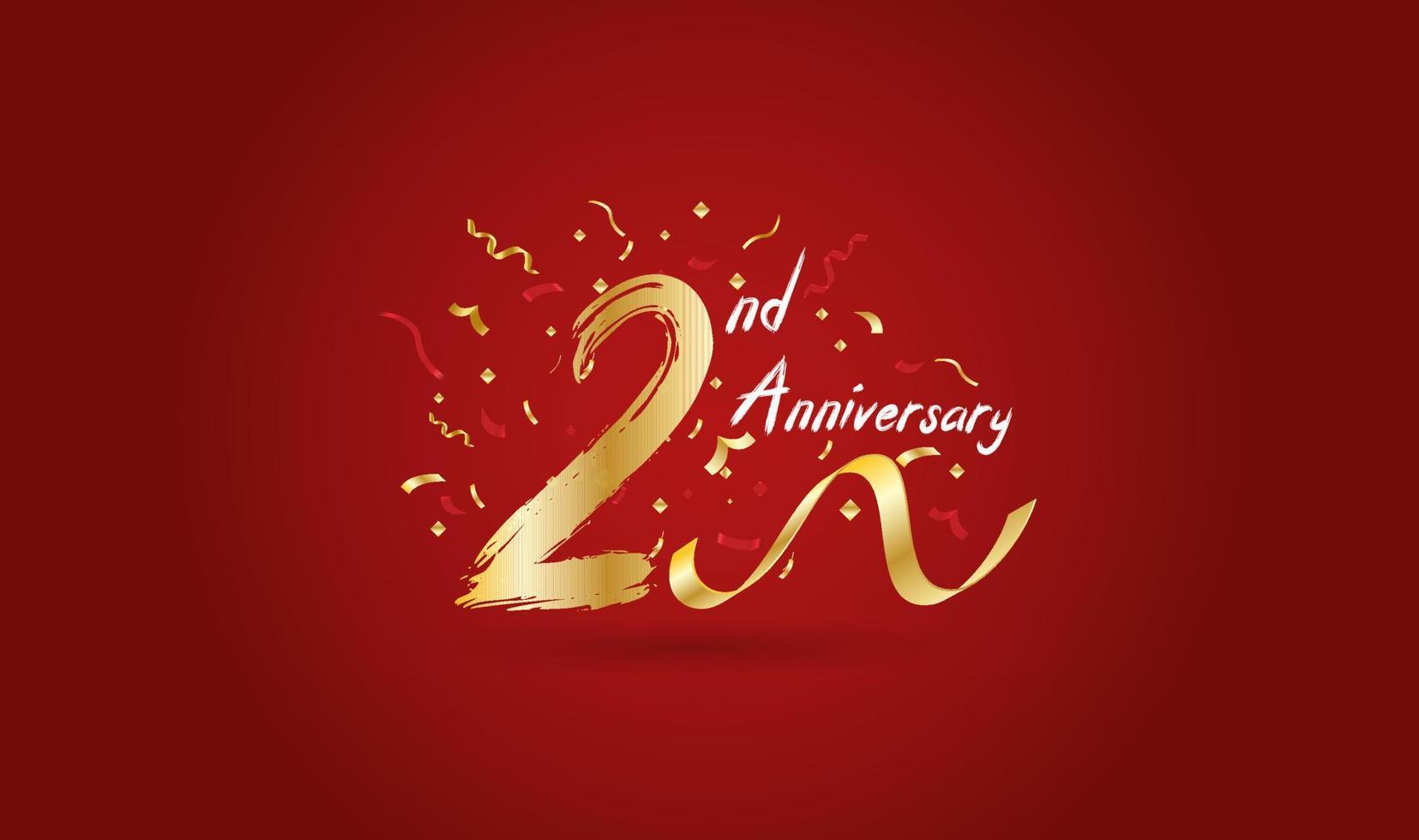 Anniversary celebration background. with the 2nd number in gold and with the words golden anniversary celebration. vector