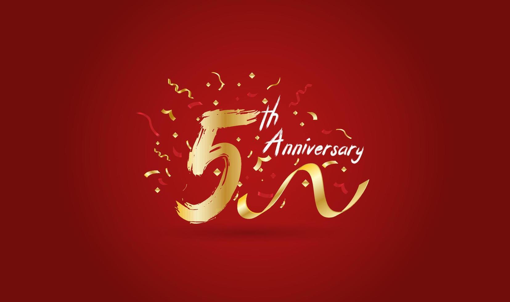 Anniversary celebration background. with the 5th number in gold and with the words golden anniversary celebration. vector