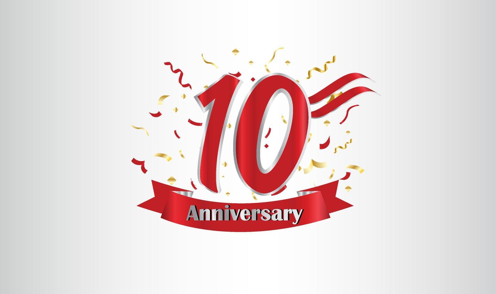 Anniversary celebration background. with the 10th number in gold and with the words golden anniversary celebration. vector