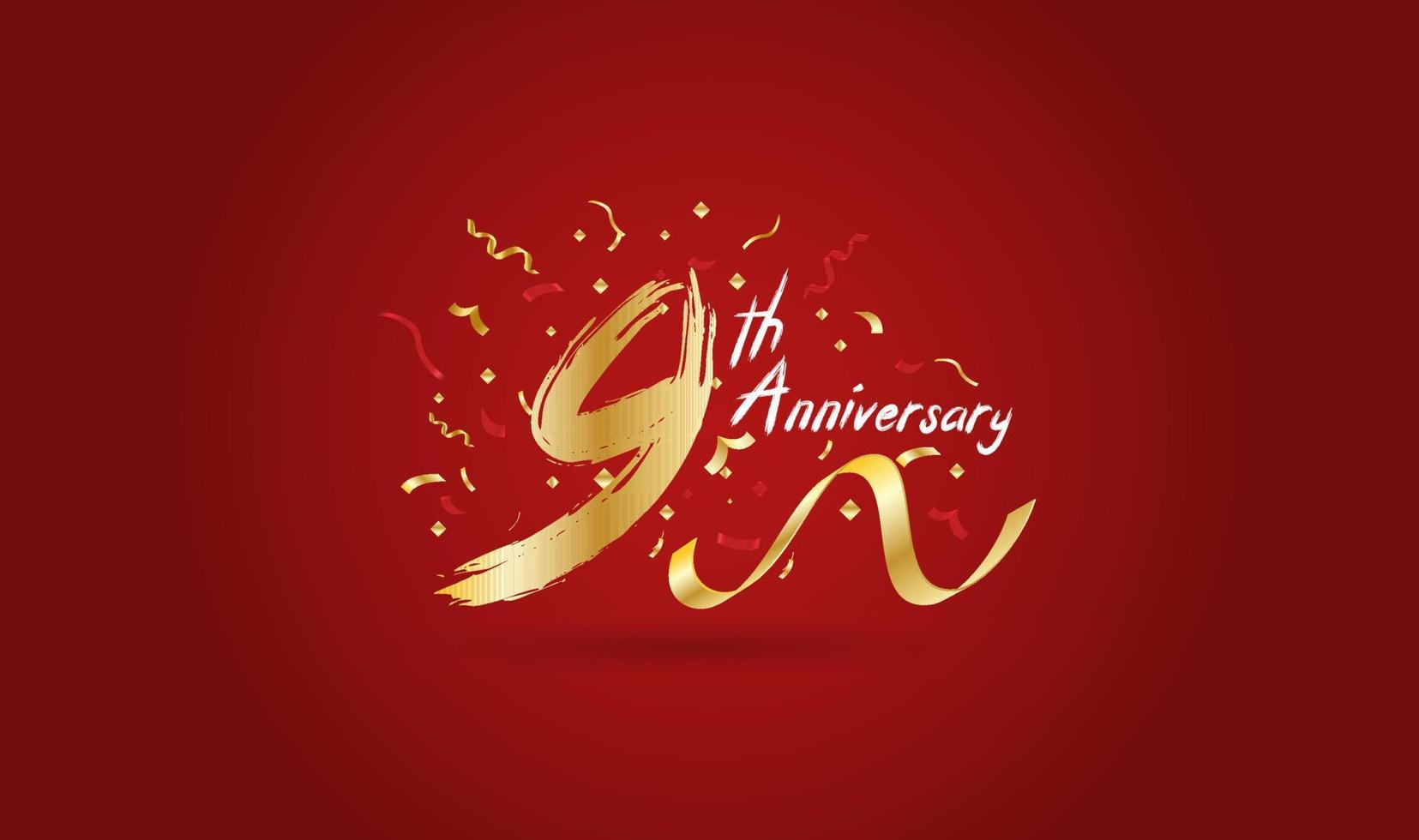 Anniversary celebration with the 9th number in gold and with the words golden anniversary celebration. vector
