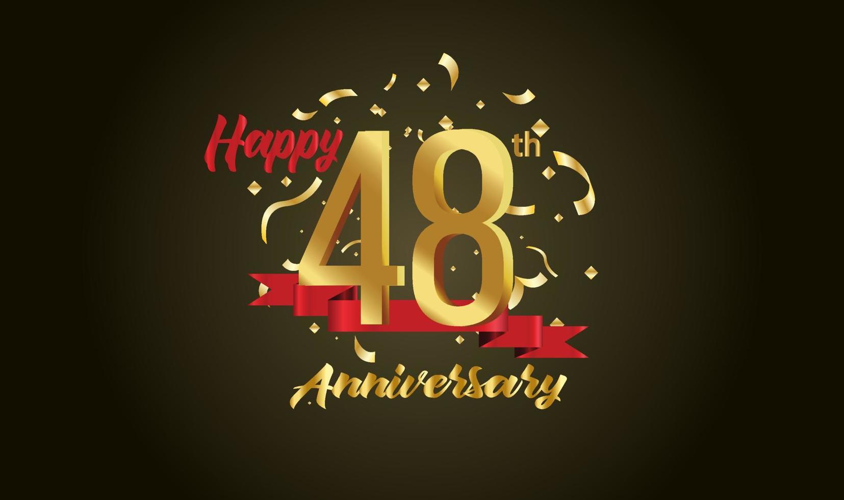 Anniversary celebration with the 48th number in gold and with the words golden anniversary celebration. vector