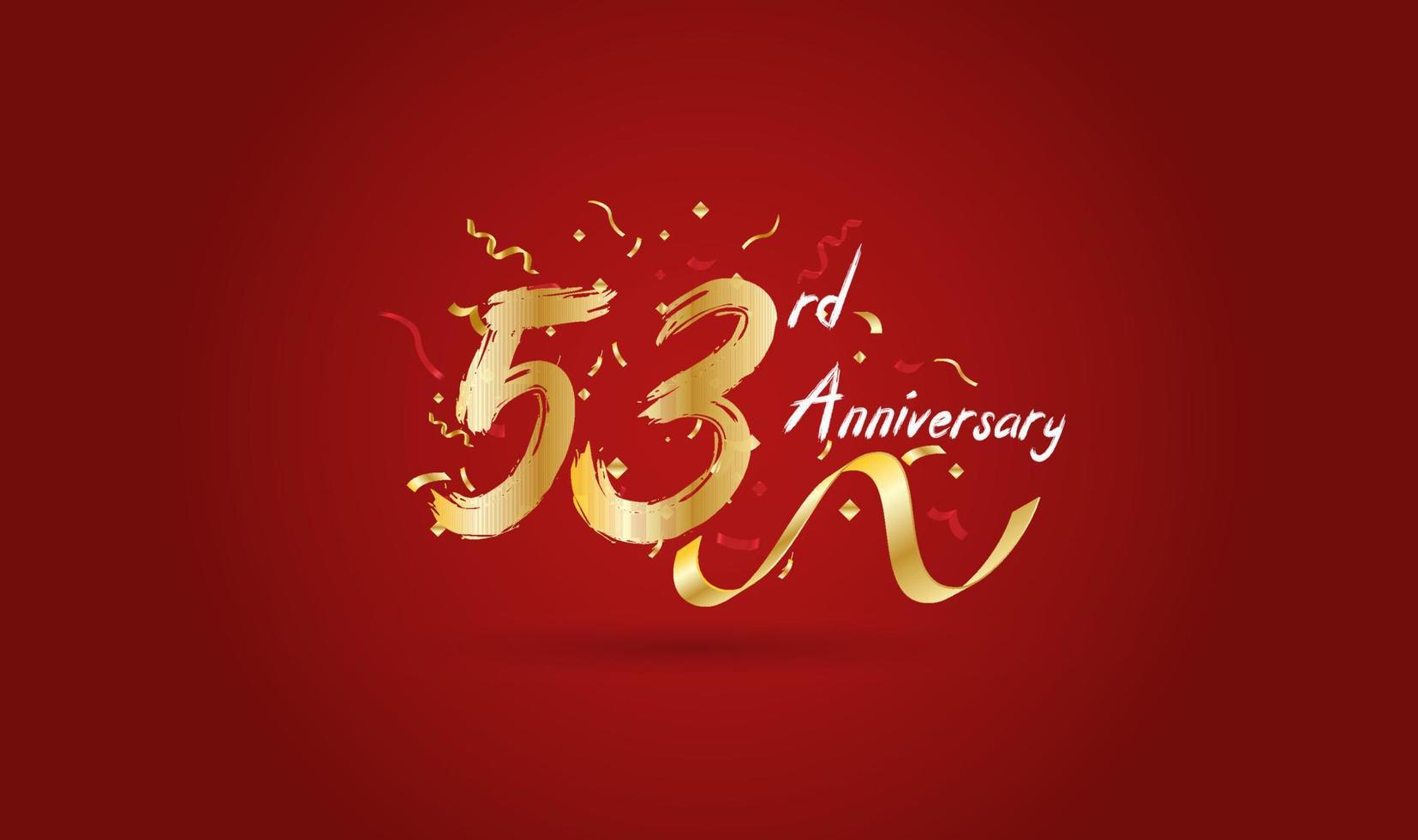 Anniversary celebration background. with the 53rd number in gold and with the words golden anniversary celebration. vector