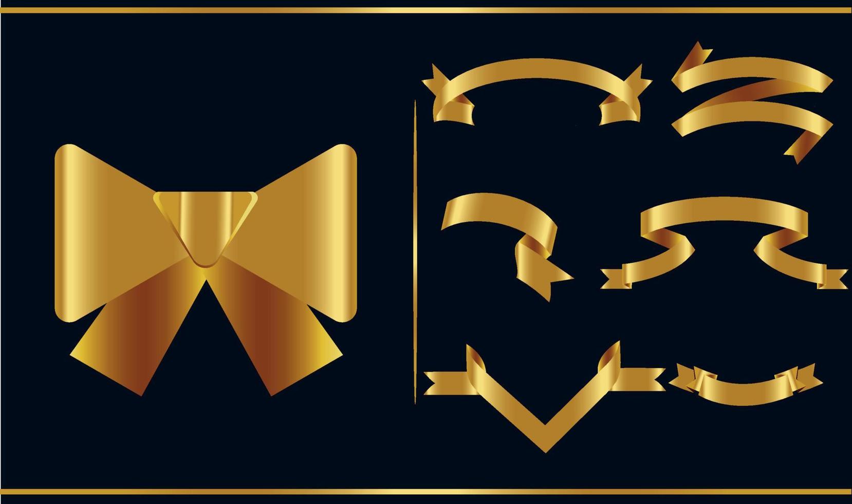 Gold glossy ribbon vector banners set. Ribbons collection. Vector Design Illustration