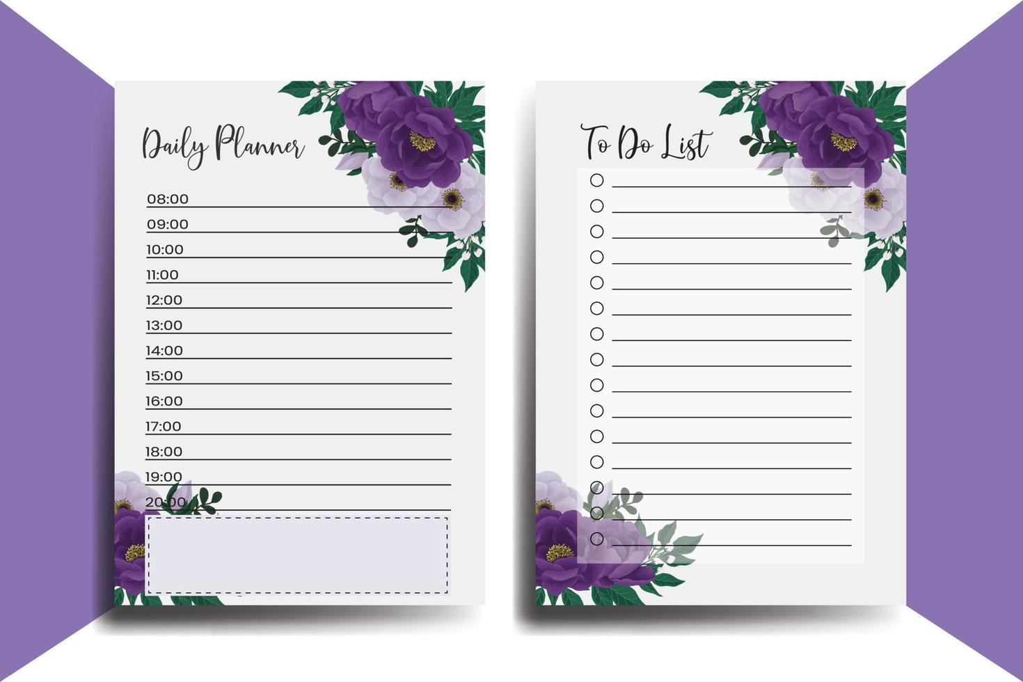 Planner To Do List Purple Peony Flower Design Template vector