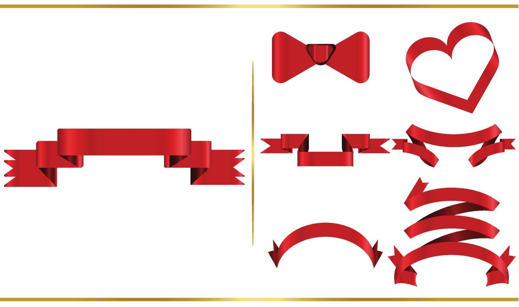 Red glossy ribbon vector banners set. Ribbons collection. Vector Design Illustration