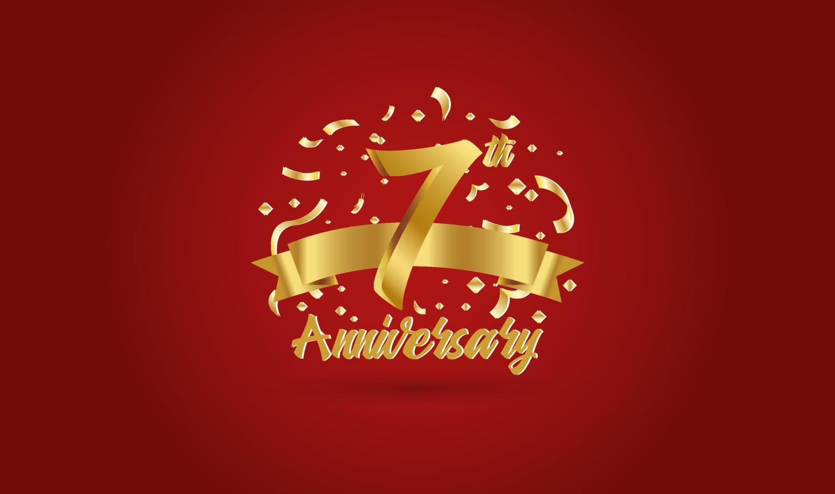 Anniversary celebration background. with the 7th number in gold and with the words golden anniversary celebration. vector