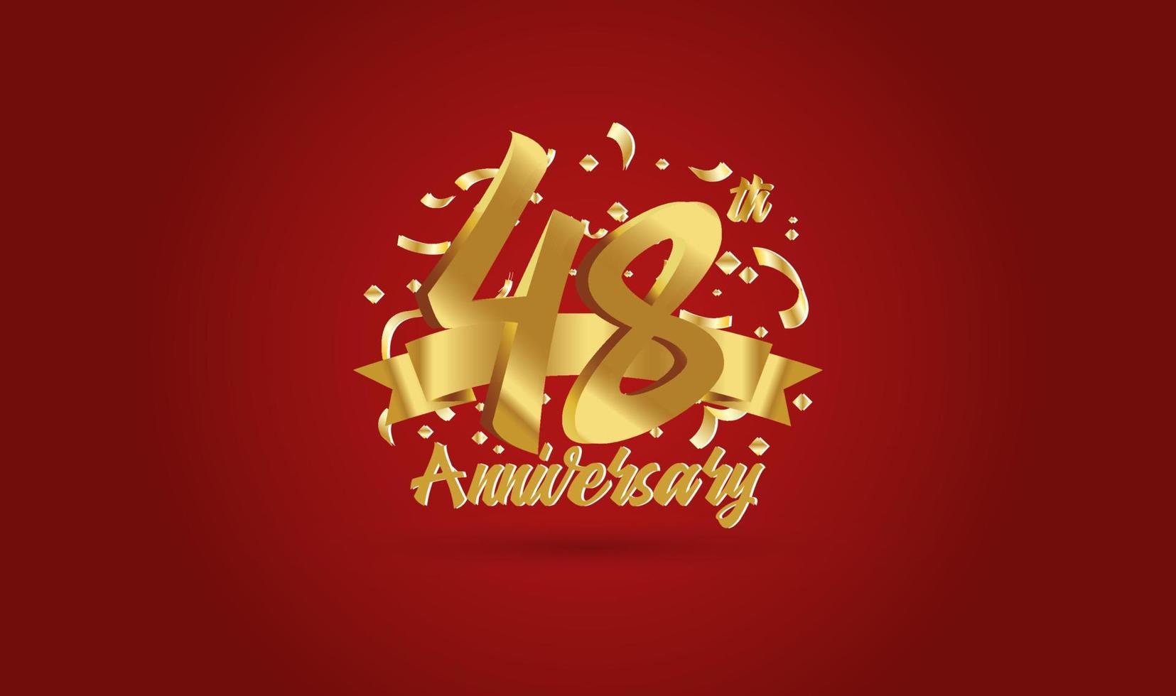 Anniversary celebration with the 48th number in gold and with the words golden anniversary celebration. vector