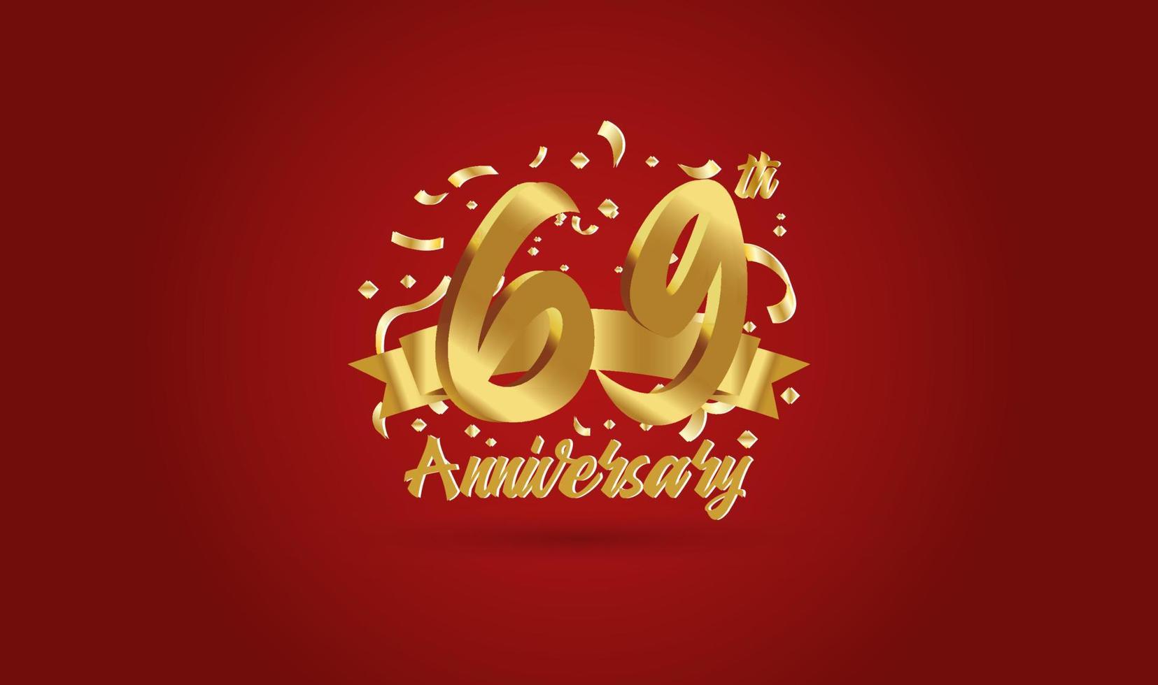 Anniversary celebration background. with the 69th number in gold and with the words golden anniversary celebration. vector