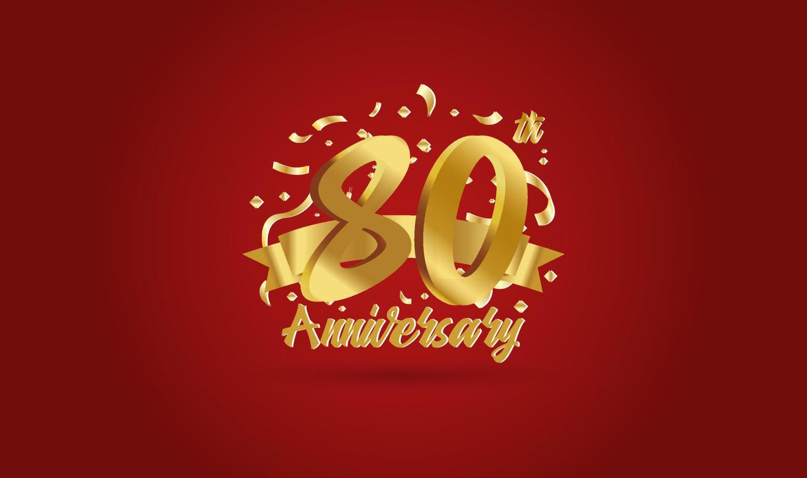 Anniversary celebration background. with the 80th number in gold and with the words golden anniversary celebration. vector