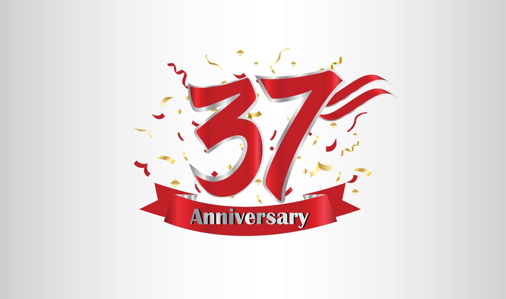 Anniversary celebration background. with the 37th number in gold and with the words golden anniversary celebration. vector