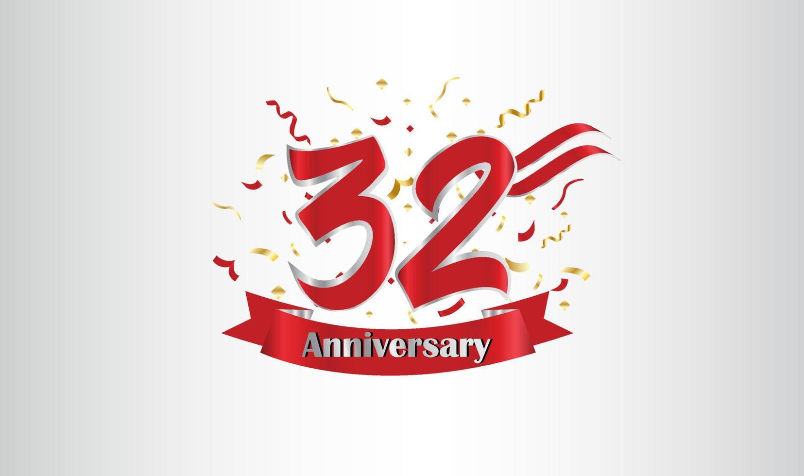 Anniversary celebration background. with the 32nd number in gold and with the words golden anniversary celebration. vector