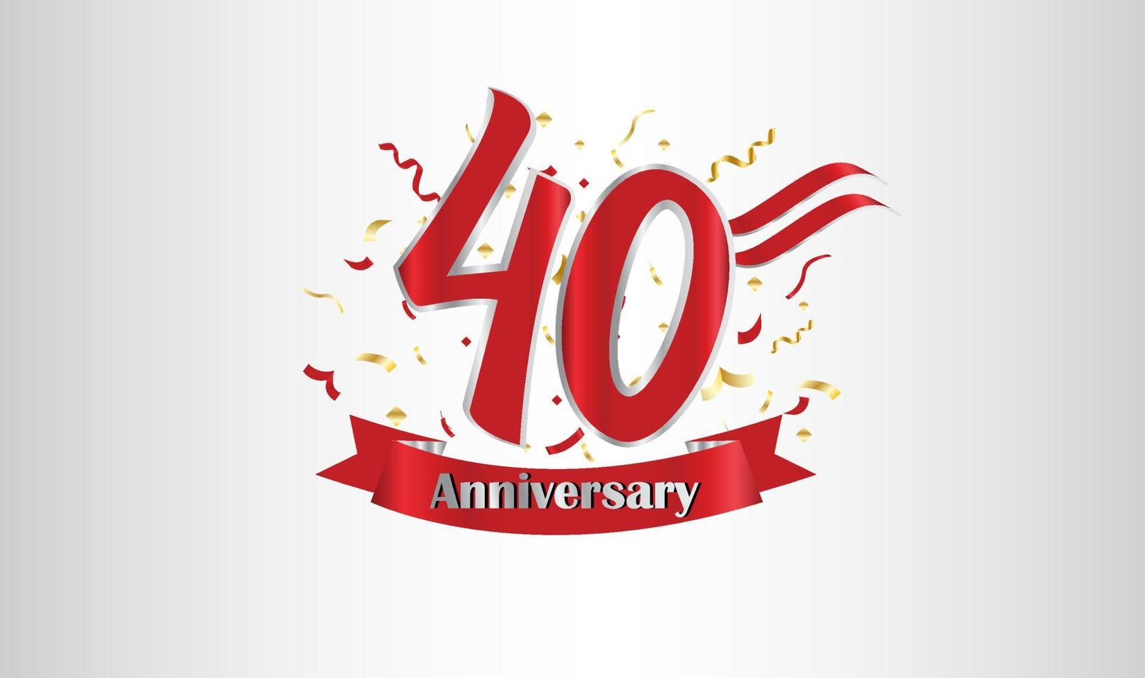 Anniversary celebration background. with the 40th number in gold and with the words golden anniversary celebration. vector