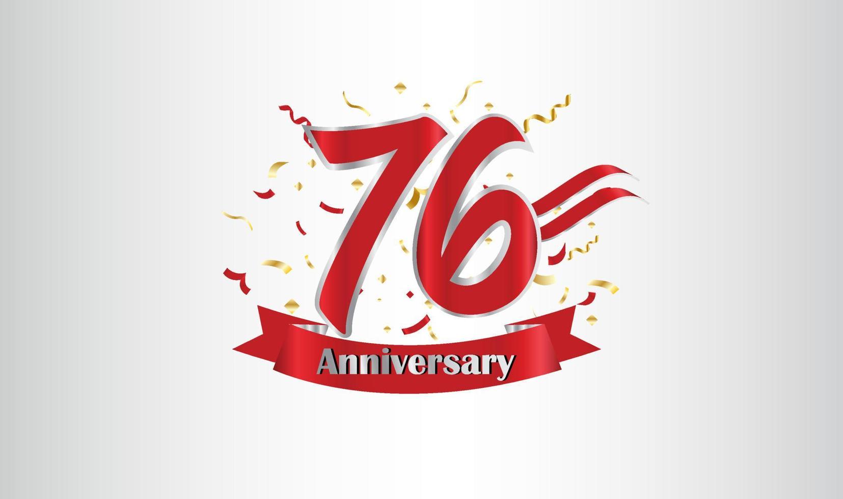 Anniversary celebration background. with the 76th number in gold and with the words golden anniversary celebration. vector