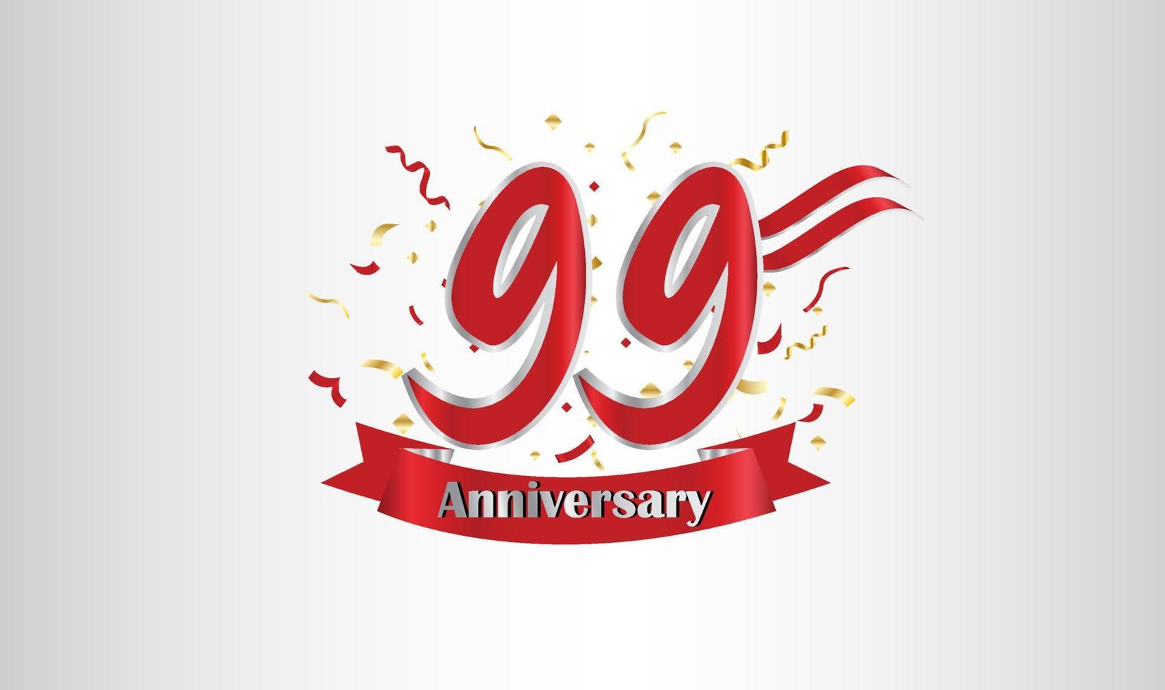 Anniversary celebration background. with the 99th number in gold and with the words golden anniversary celebration. vector