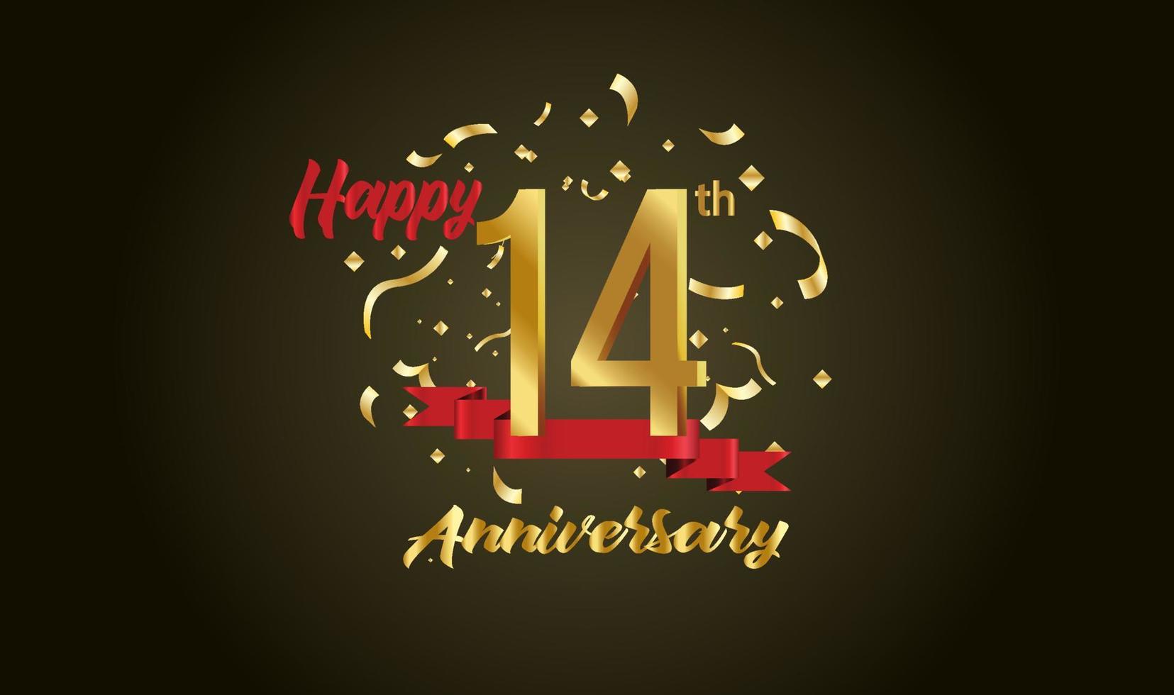 Anniversary celebration background. with the 14th number in gold and with the words golden anniversary celebration. vector